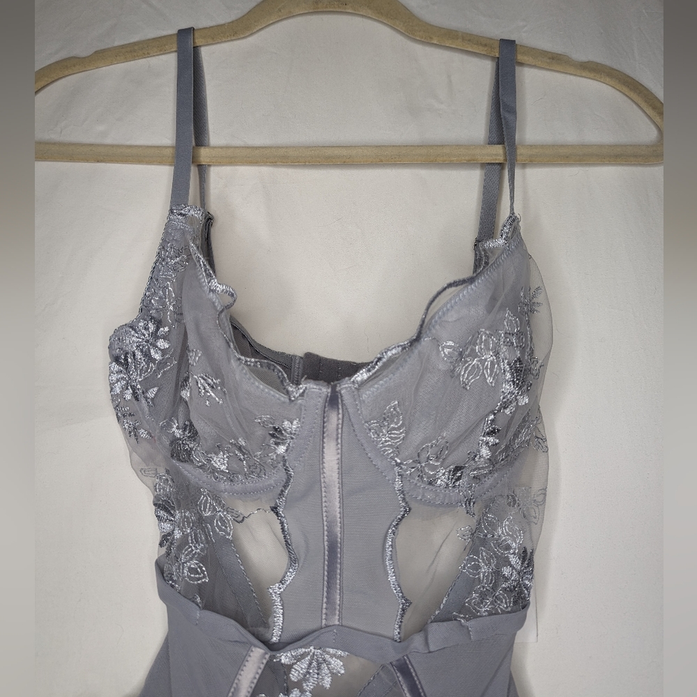 Revolve Kat The Label KTHE-WI121 Bella Bodysuit Steel Size S - Picture 2 of 9